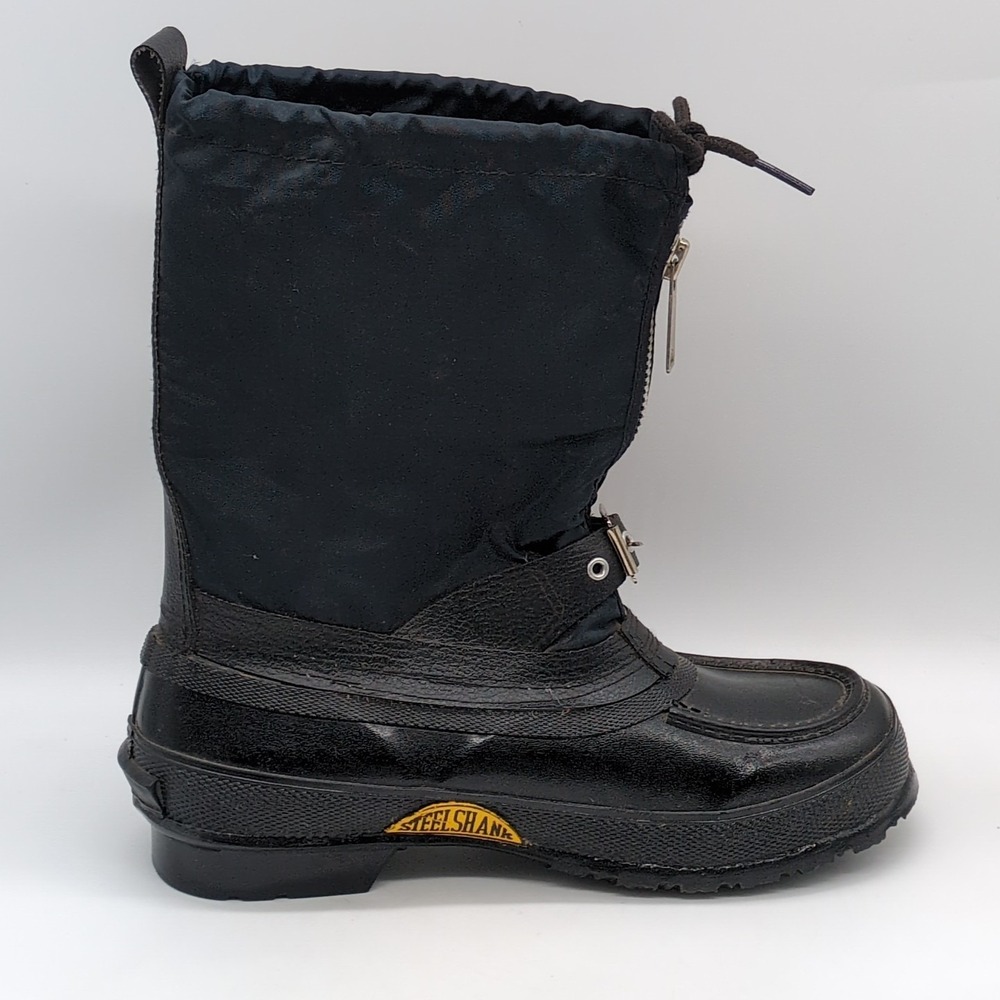 Trax Shoes Mens Black 8 Waterproof Winter Boots Wool Lined Steel Shank Zip 68898 - Picture 9 of 13
